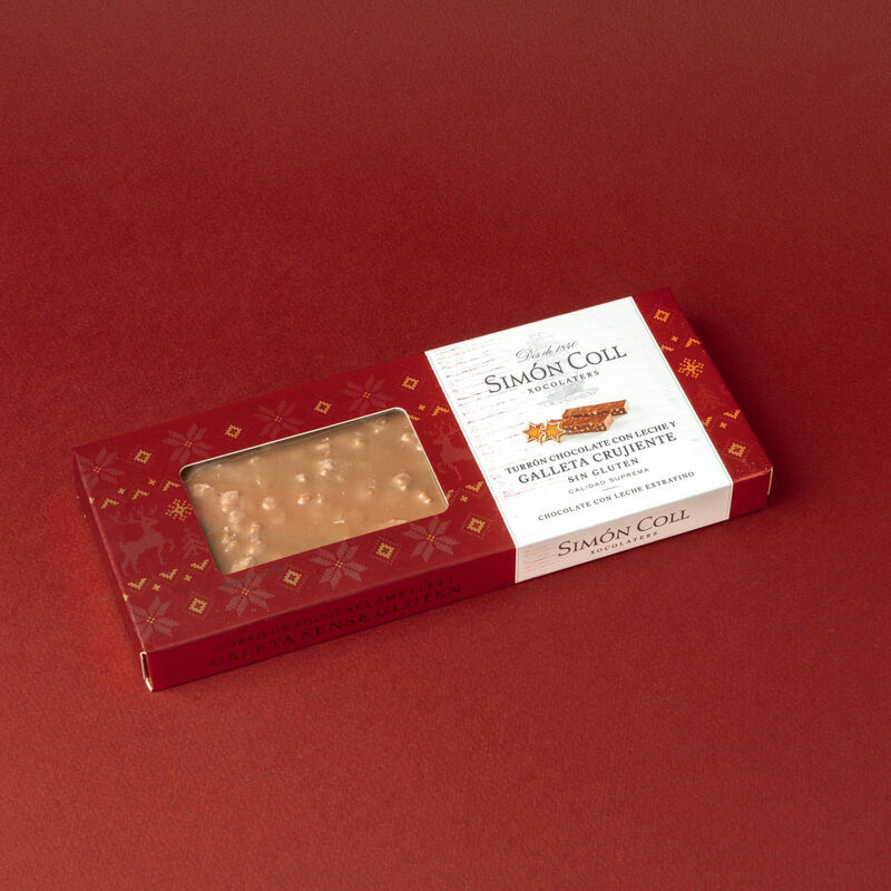 Torró de xocolata amb llet i galeta cruixent Simón Coll 250g
