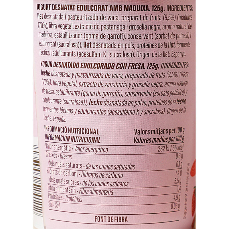 Yogur cremoso desnatado de fresa Ametller Origen 125g - 4uds. 