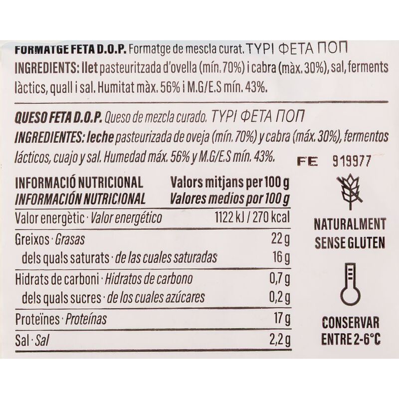 Formatge feta d'ovella i cabra DOP Ametller Origen 150g