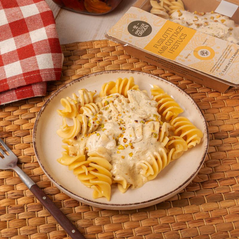 Fusilotti con cottage y pistacho Ametller Origen 250g 
