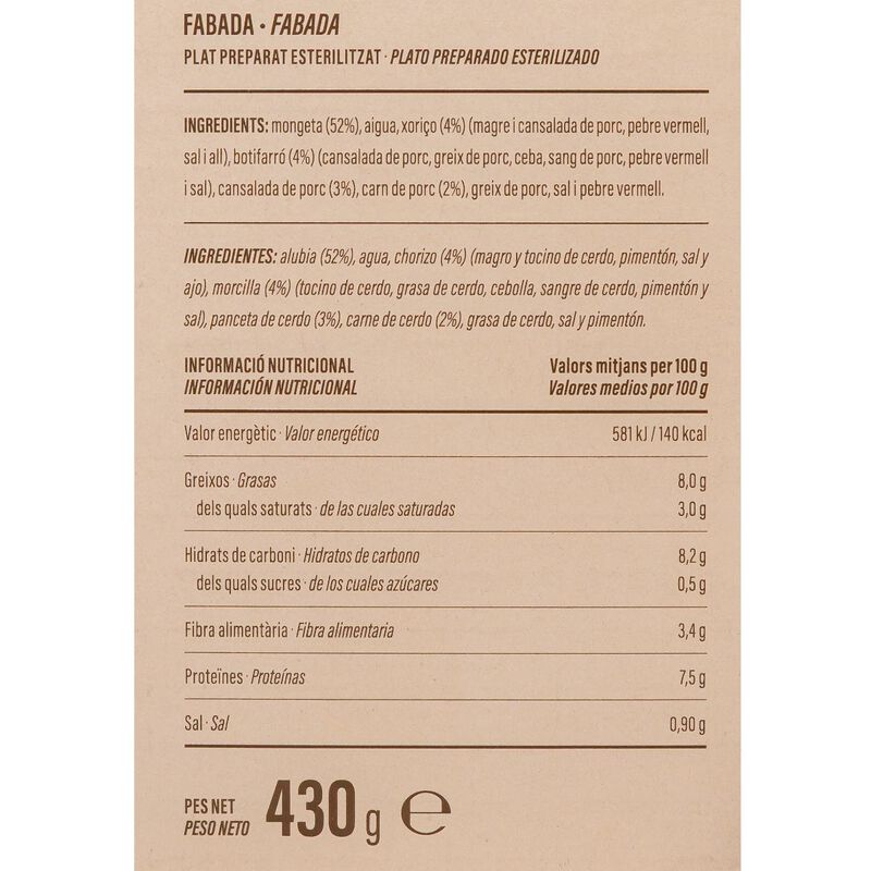 Fabada a l'Asturiana Ametller Origen 430g 