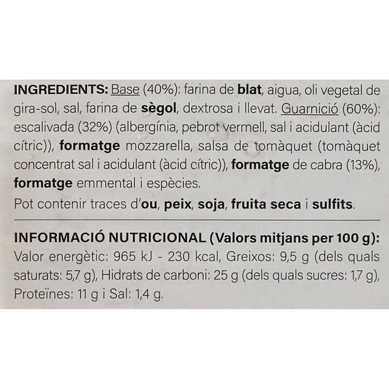 Pizza escalivada formatge cabra Ametller Origen 390g 