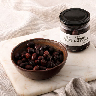 Olives negres empeltres Baix Aragó Ametller Origen 220g 
