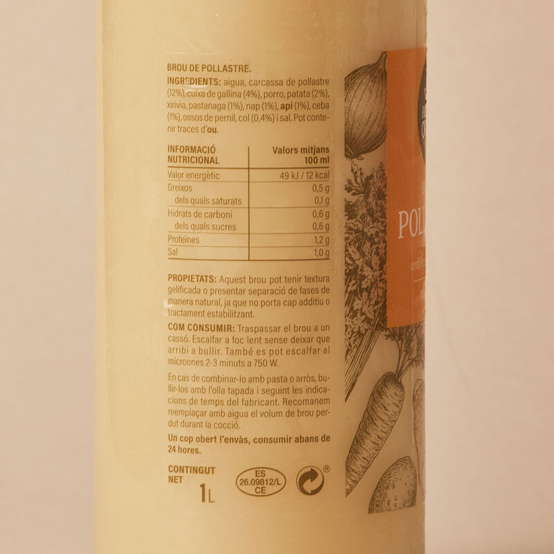 Caldo de pollo refrigerado Ametller Origen 1L 