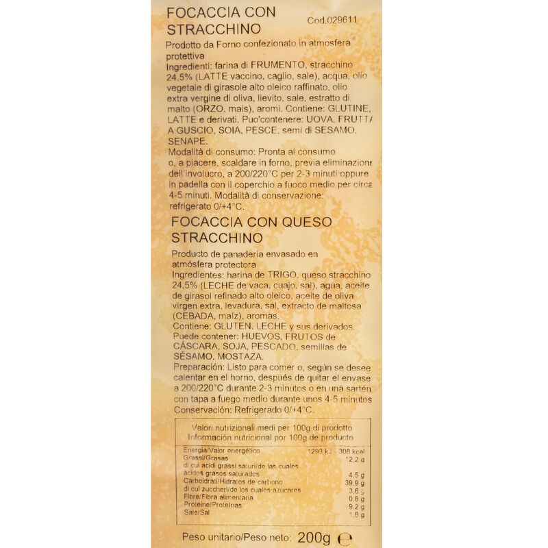Focaccia stracchino Tossini 200g