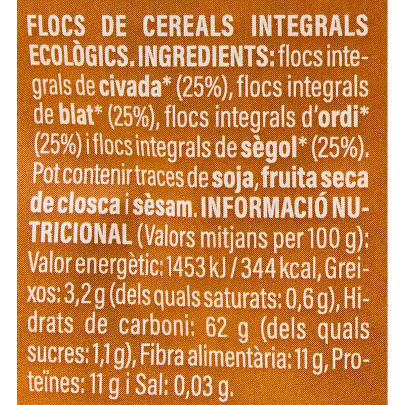 Copos ecológicos cuatro cereales Ametller Origen 450g 