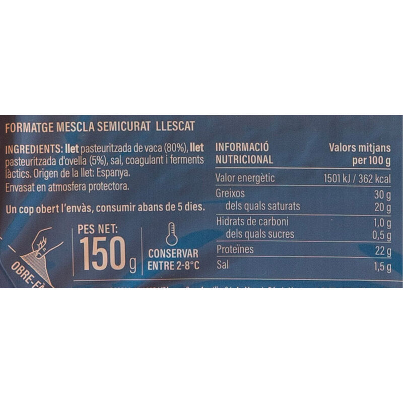Queso mezcla semi en lonchas Essencials 150g 