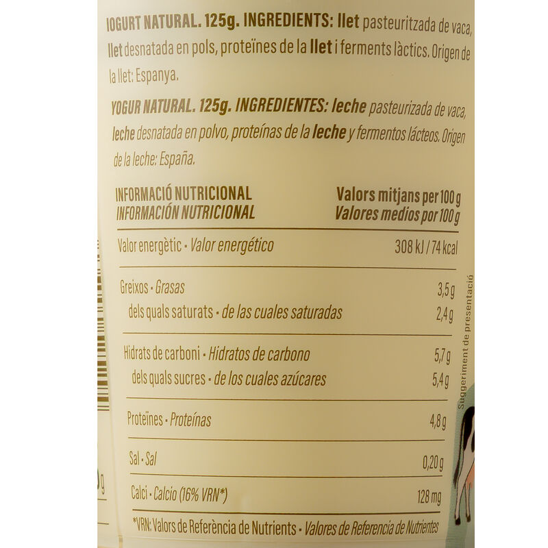 Yogur natural cremoso Ametller Origen 125g - 4uds. 
