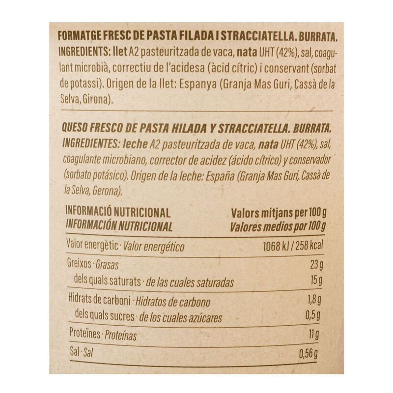 Burrata A2 Ametller Origen Mas Guri 125g 