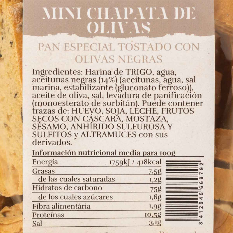 Chapata mini olivas E.BLANCA 120g 