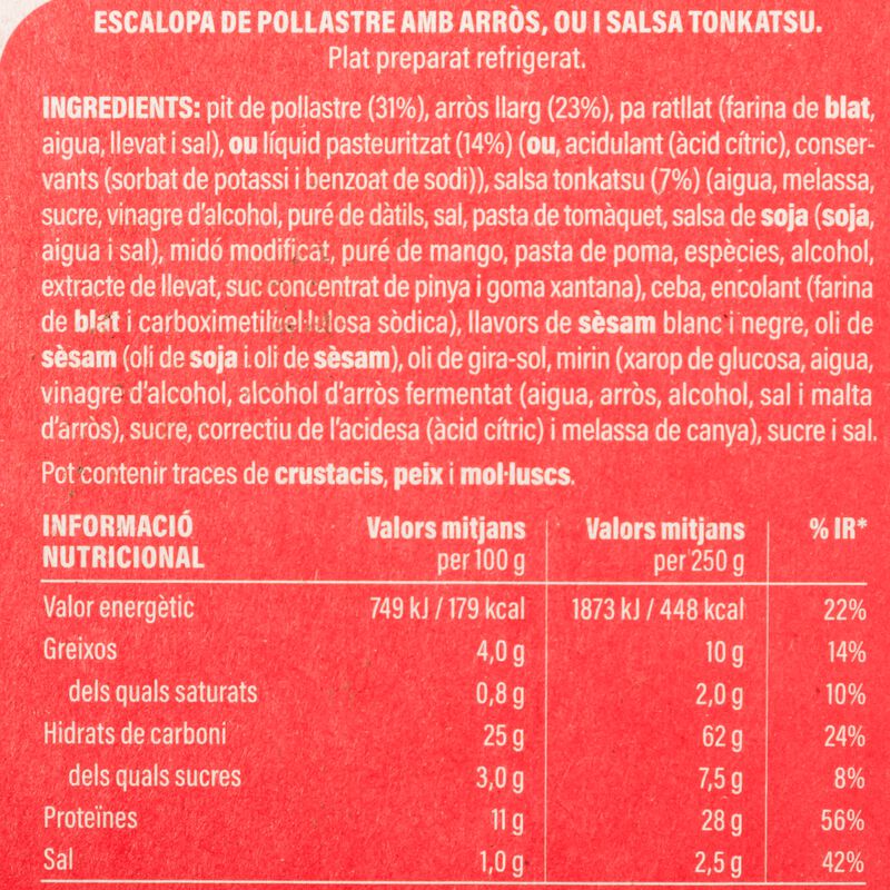 Escalopa de pollastre amb salsa tonkatsu Ametller Origen 250g 