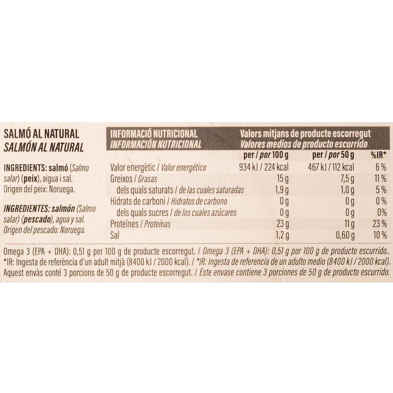 Salmón natural tripack Ametller Origen 80g