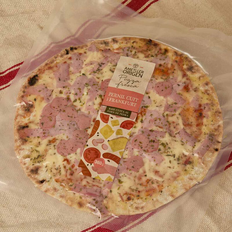 Pizza de jamón dulce y frankfurt Ametller Origen 360g
