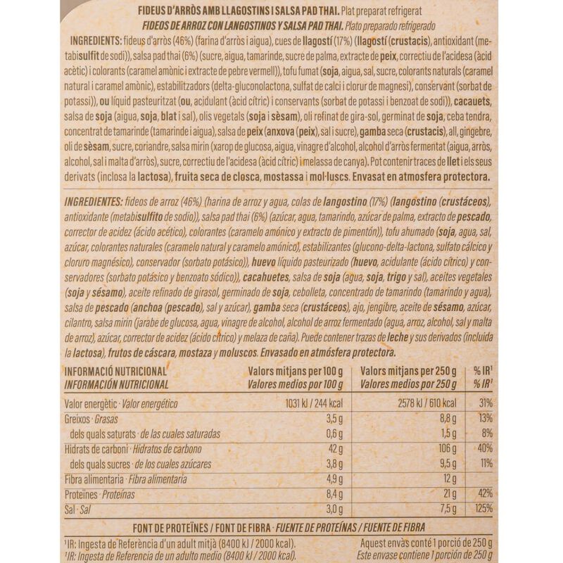 Fideus Pad Thai amb llagostins Ametller Origen 250g 