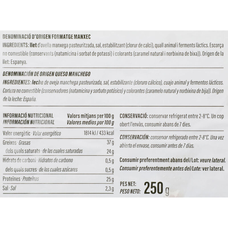 Queso manchego DOP Ametller Origen 250g