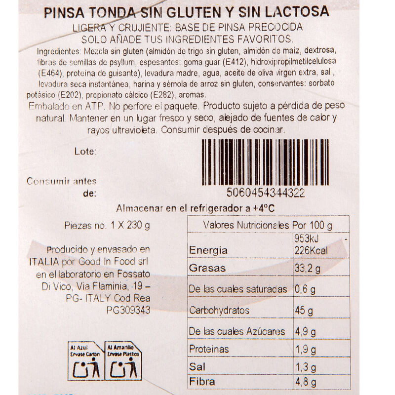 Base de pizza sense gluten Pizzicata 240g 