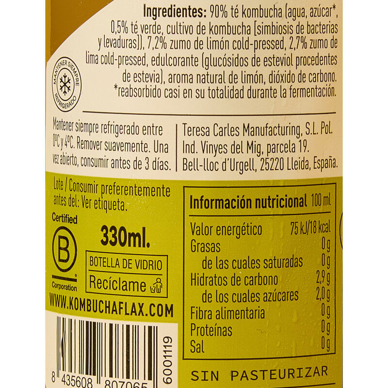 Kombutxa Lemon Fantasy Flax&Kale 330ml 