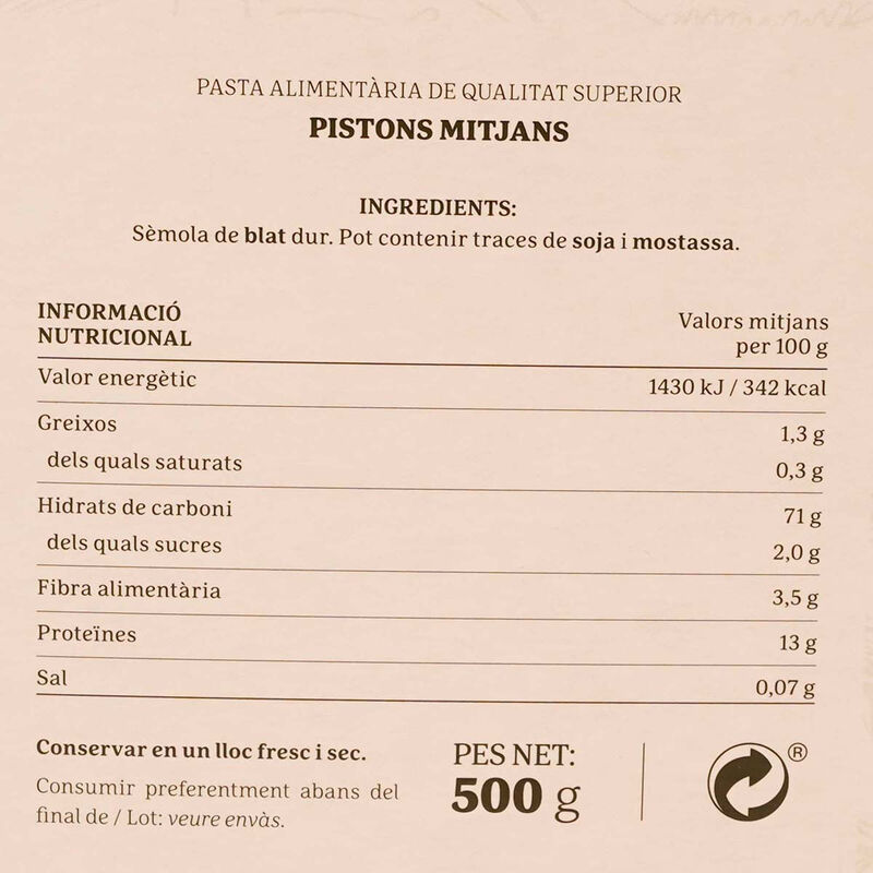 Pistons Ametller Origen 500 g 