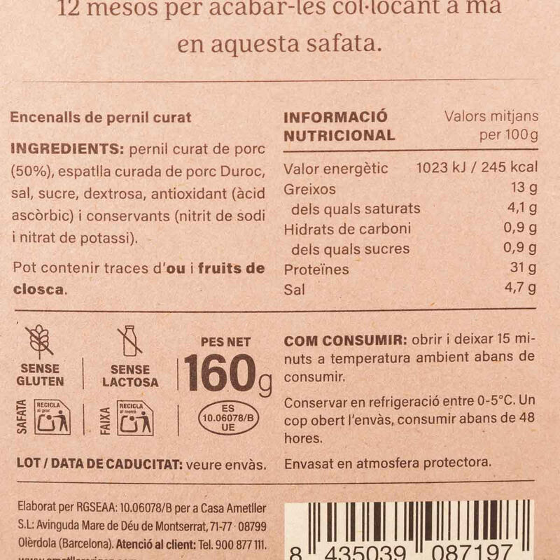 Virutas de jamón curado Ametller Origen 160g 