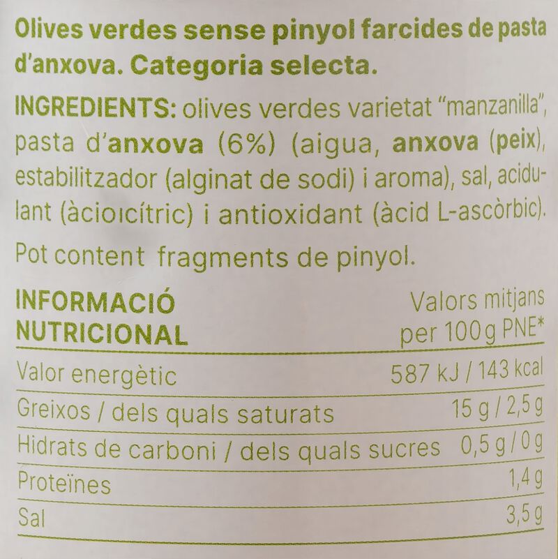 Oliva farcida d'anxova Essencials 150g 