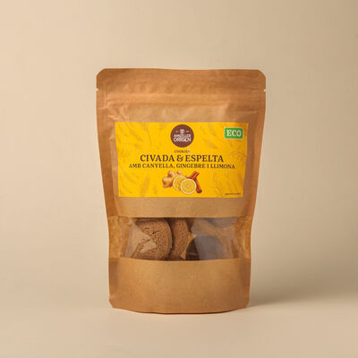 Cookies avena y espelta con gengibre, canela y limón ecológicas Ametller Origen 130g 
