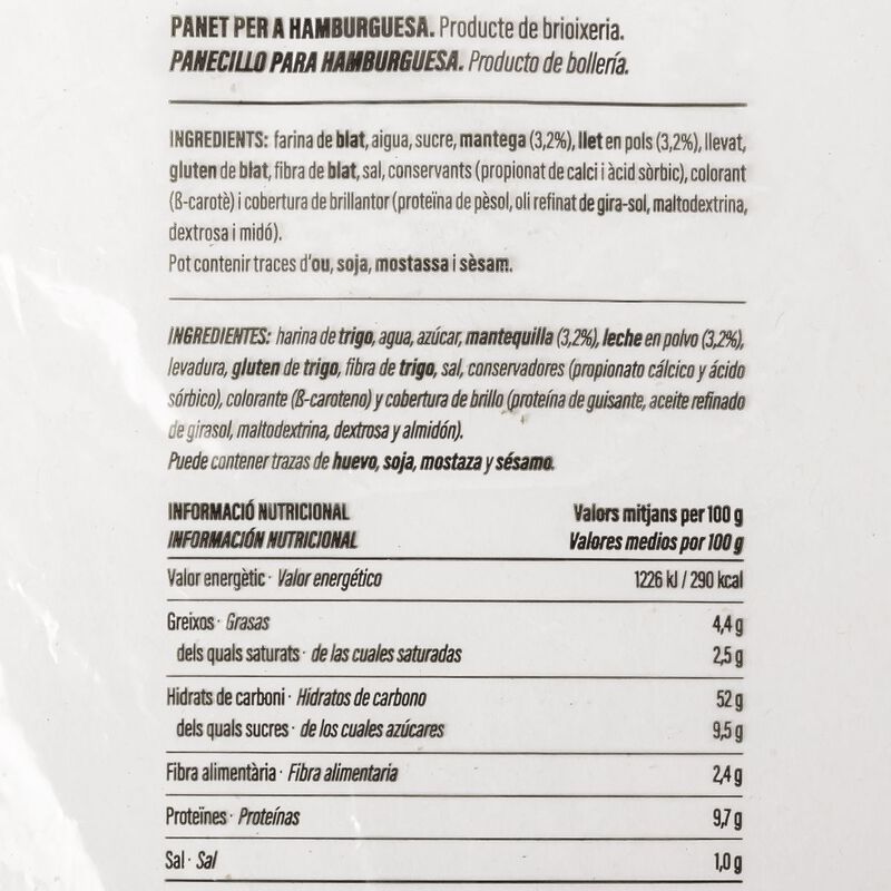Pan de hamburguesa brioche Ametller Origen 330g - 4uds.