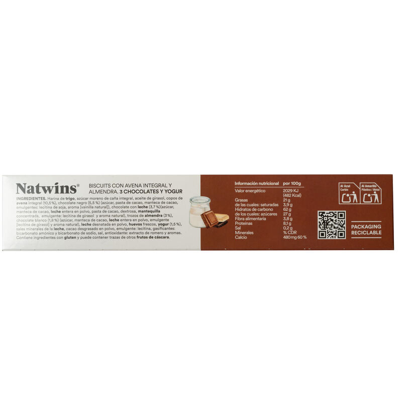 Galetes 3 chocolates yogur Natwins 145g