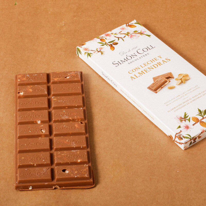 Xocolata llet i ametlles Simon Coll 100g 