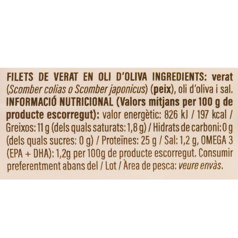 Filetes de caballa en aceite de oliva Ametller Oirgen 138g