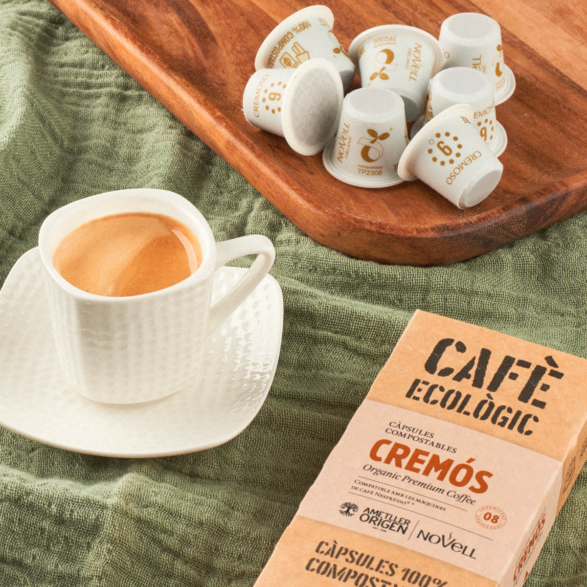 Càpsules compostables de cafè cremós ecològic Ametller Origen - 10u.