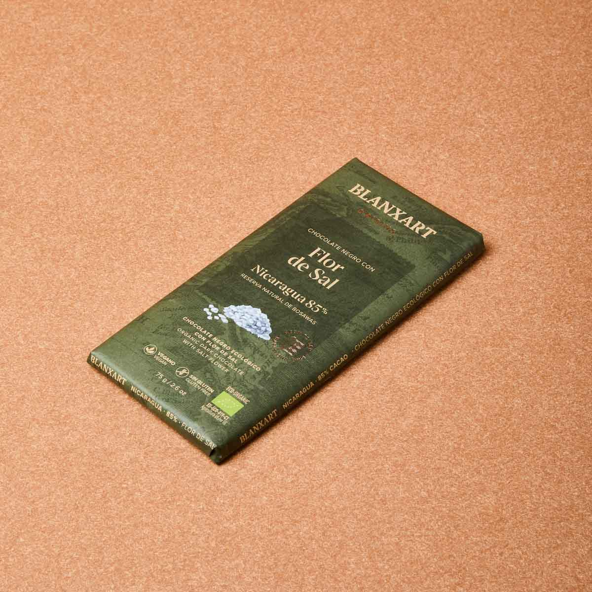 Xocolata negra Nicaragua 85% amb sal ecològica Blanxart 75g