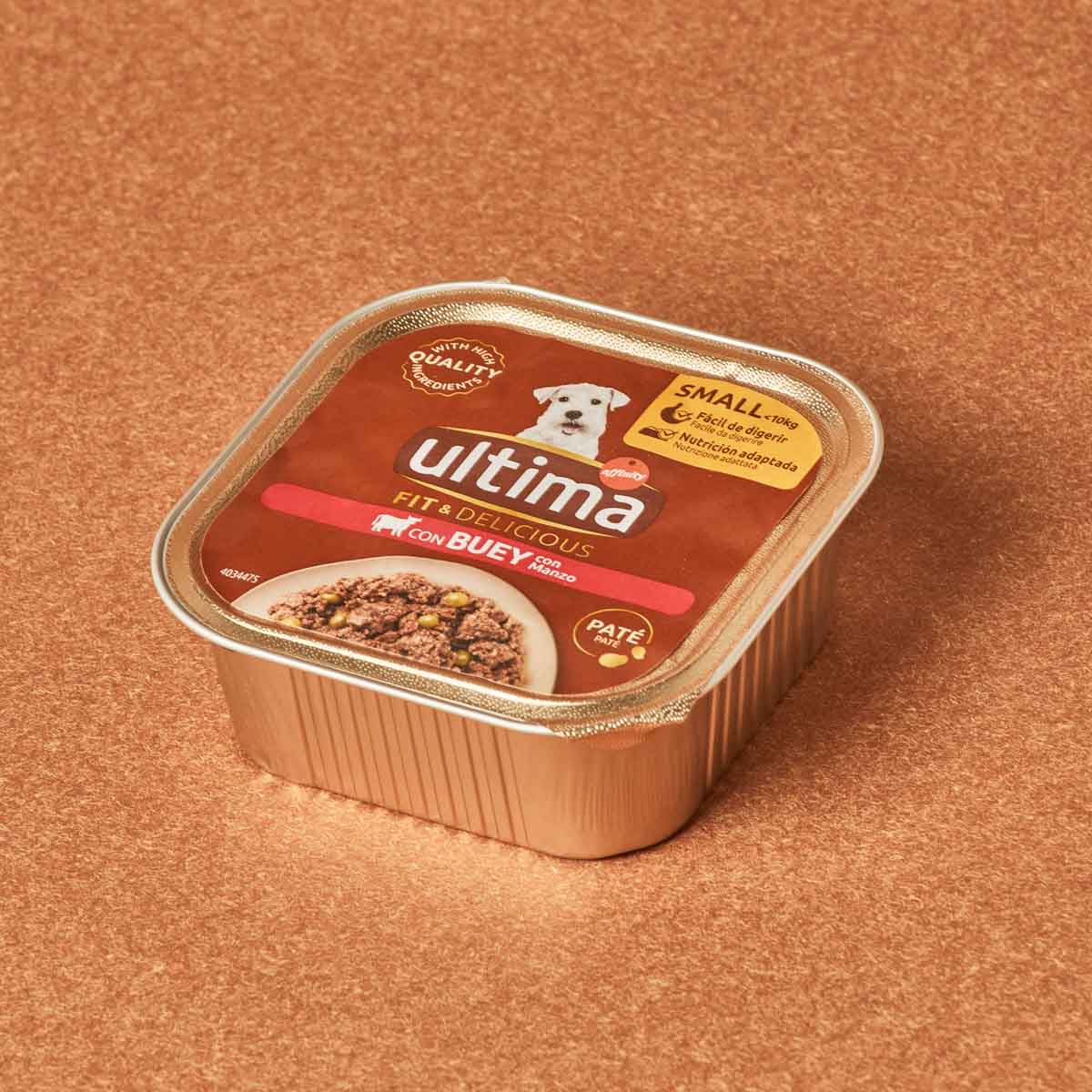 Menjar humit per a gossos mini amb bou Ultima 150 g