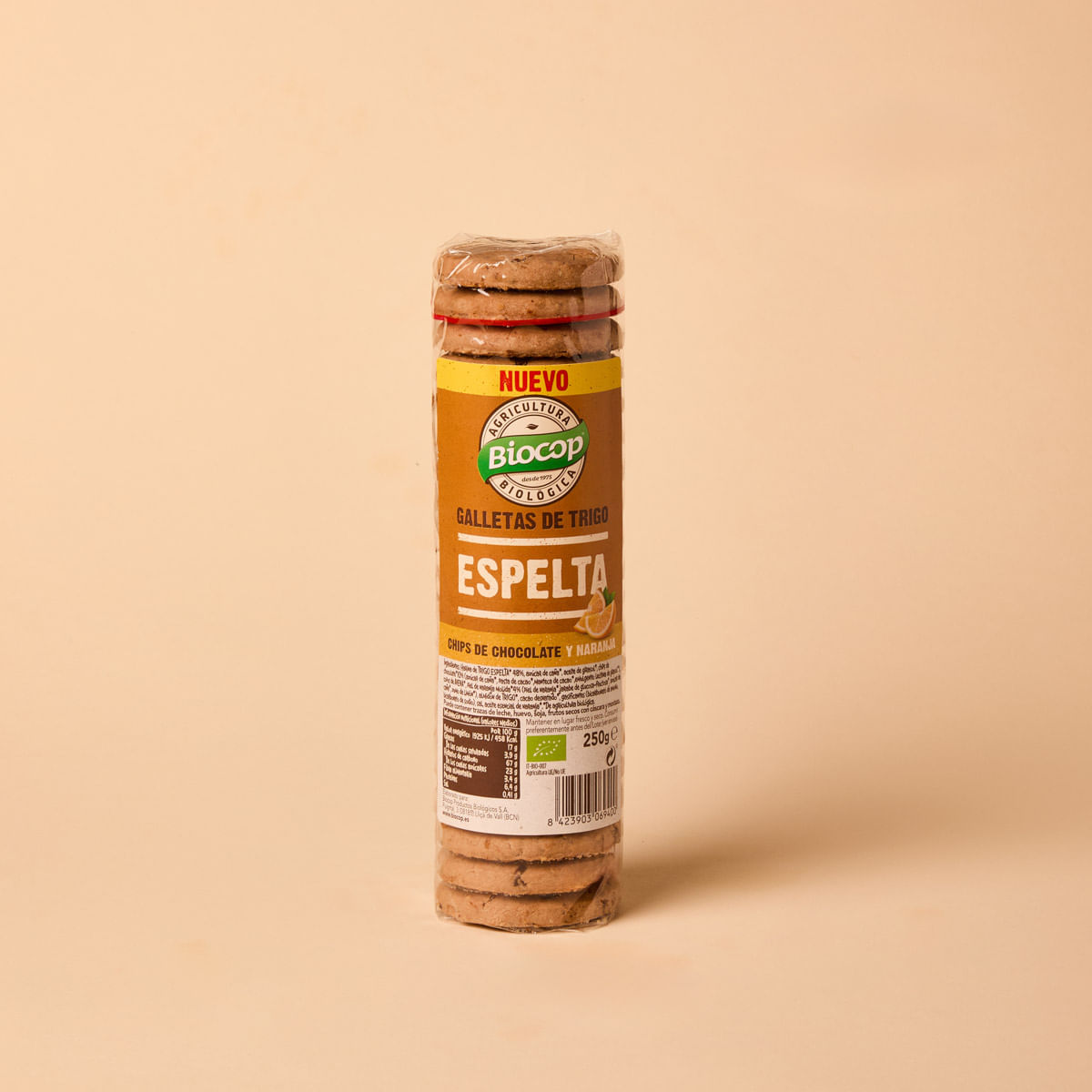 Galeta d'espelta amb ships xocolata i taronja Biocop 250g
