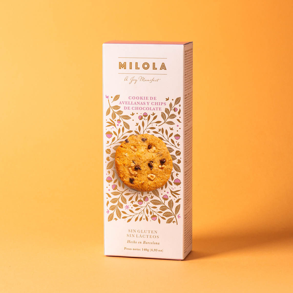 Cookie d'avellana i xips de xocolata, sense gluten Milola 140g