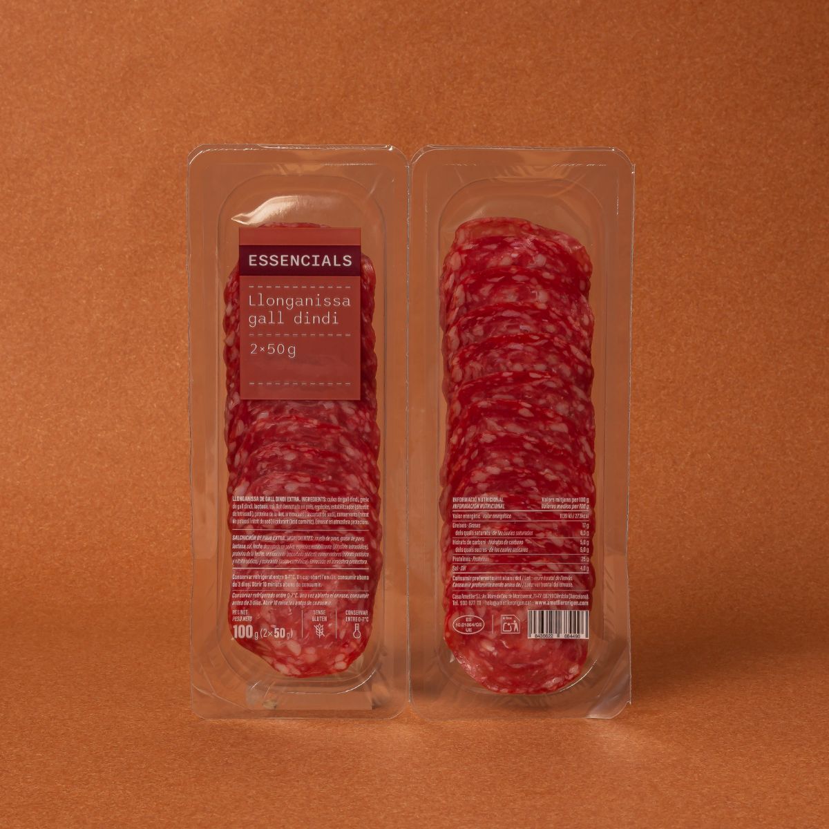 Salchichón de pavo Essencials 50g - pack 2uds