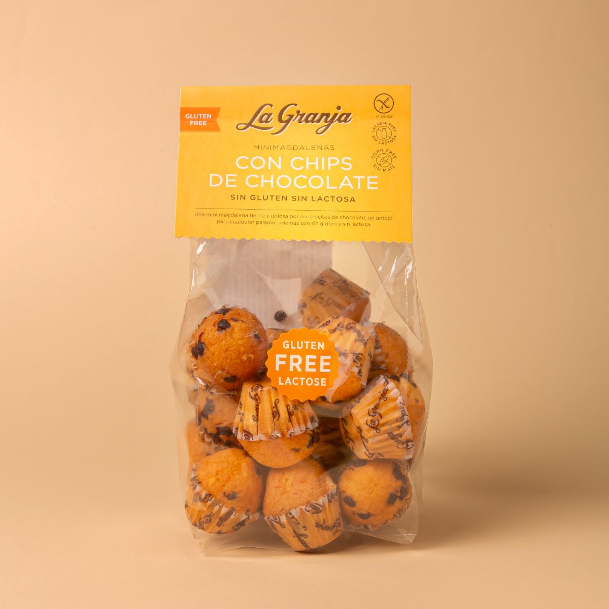 Magdalenes mini amb xips de xocolata sense gluten i sense lactosa La Granja 220g