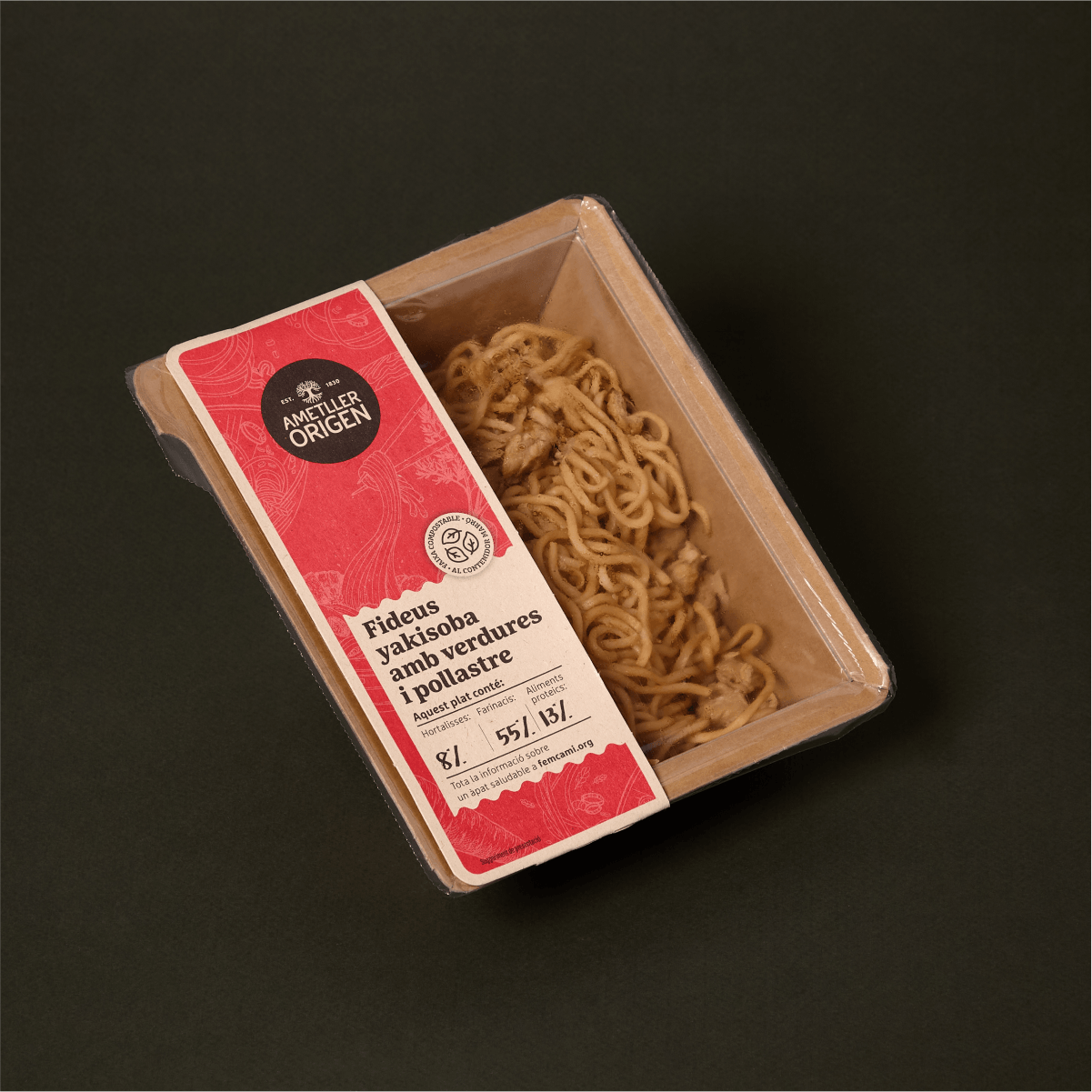 Yakisoba amb verdures i pollastre Ametller Origen 250g