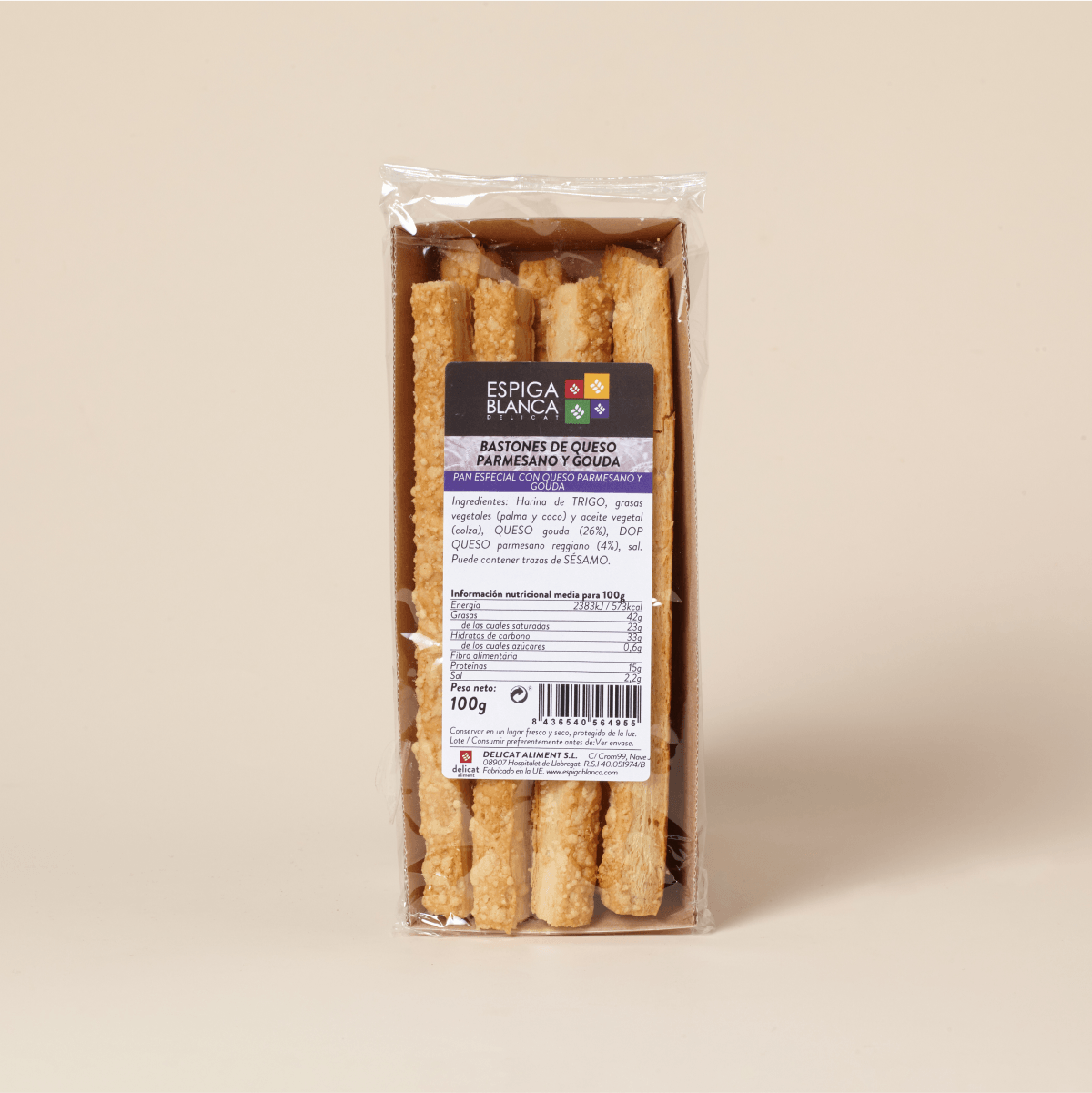 Bastons de formatge parmesà i gouda Espiga Blanca 100g