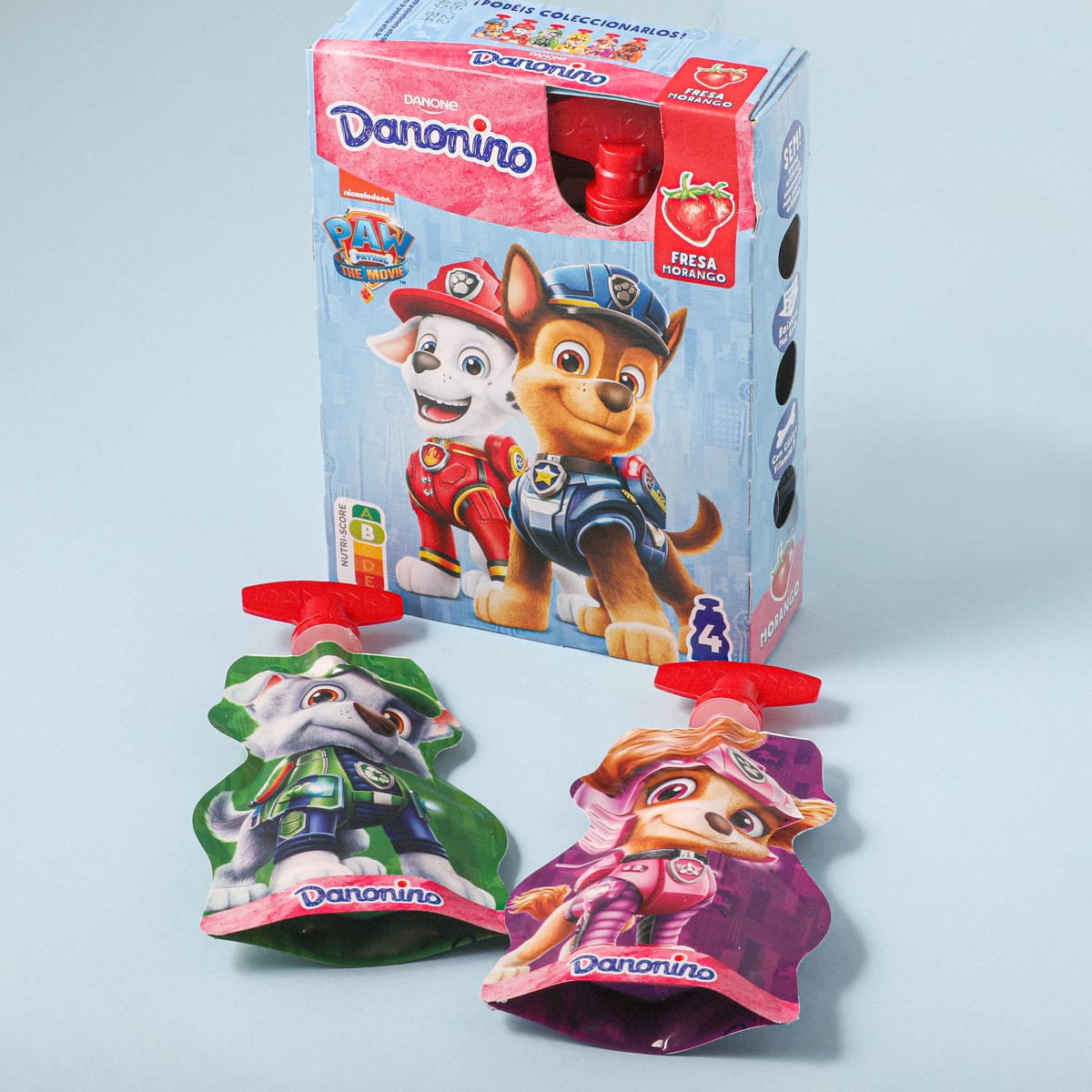 Iogurt per beure maduixa i platàn Danonino 70g - 4u.