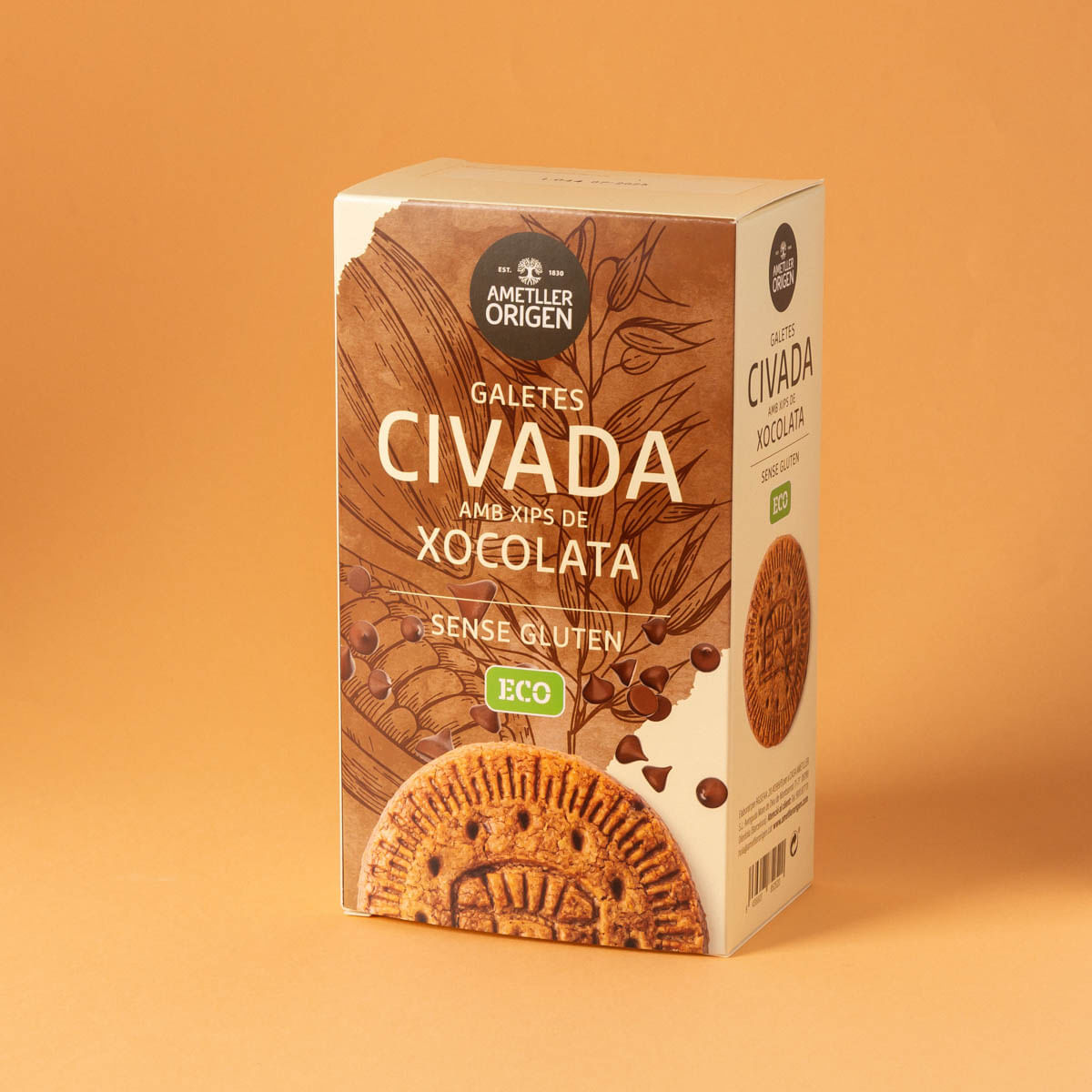 Galetes de civada i xips de xocolata sense gluten, ecològicaAmetller Origen 200g