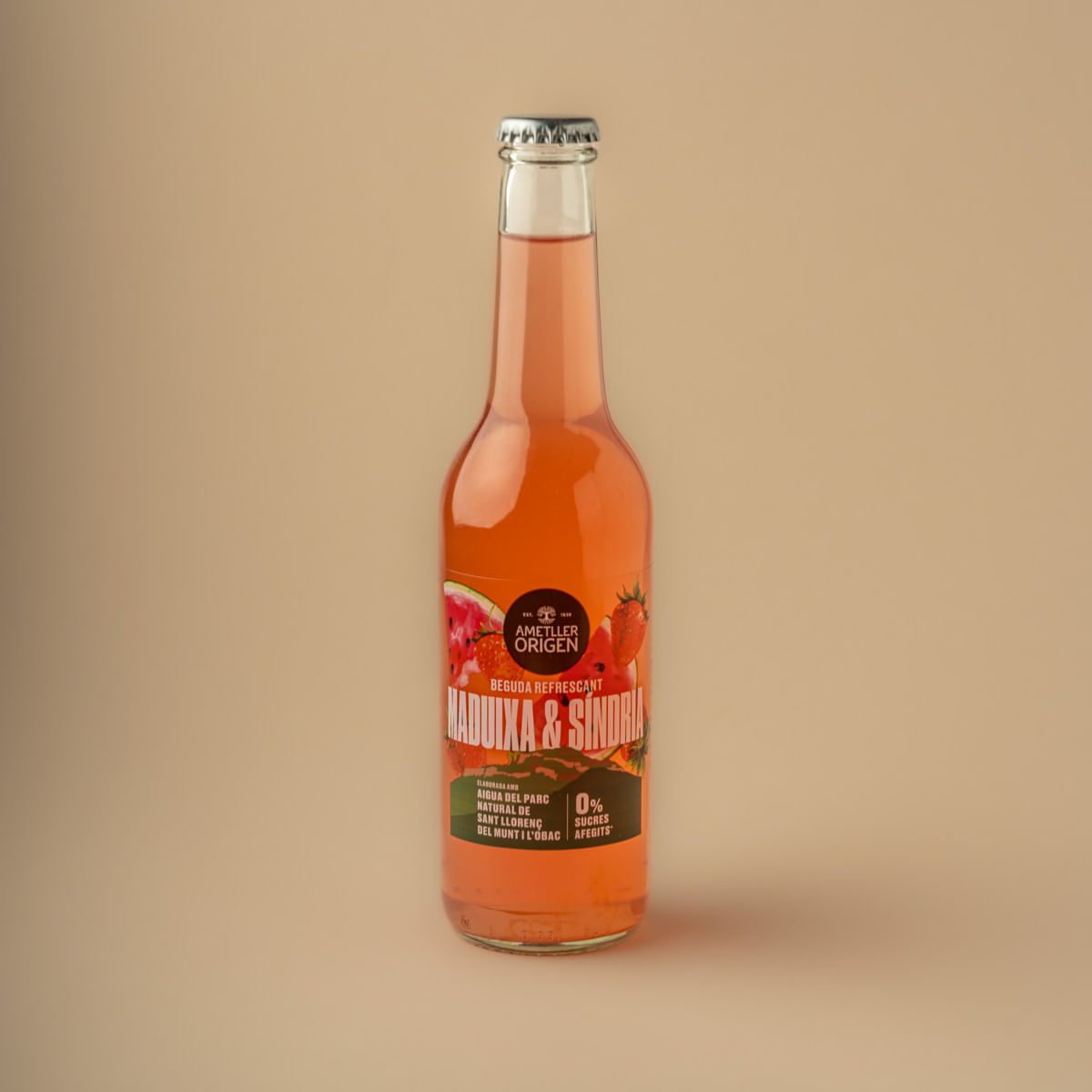 Refresc de maduixa i síndria Ametller Origen 33cl.