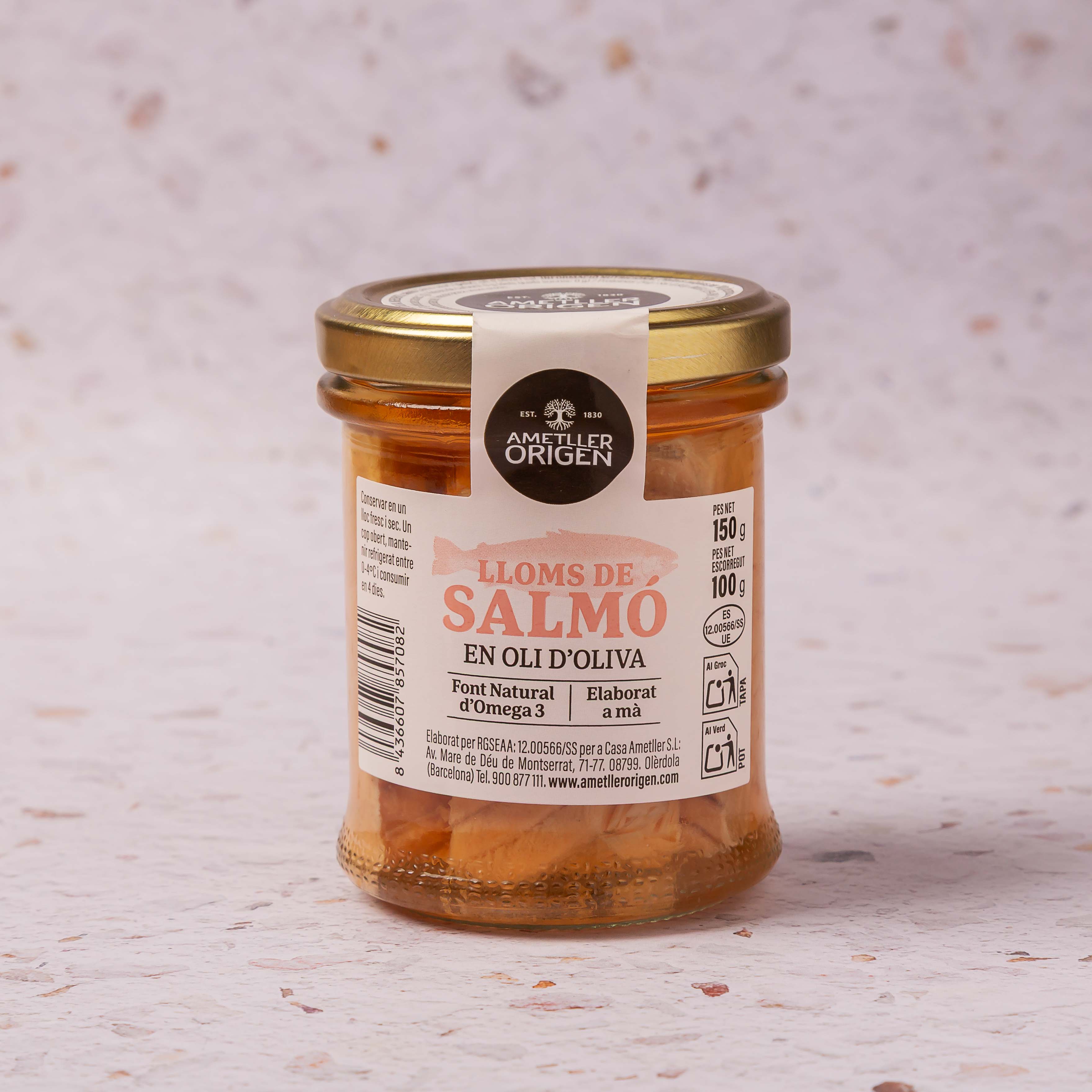 Salmó en oli d'oliva Ametller Origen 100g