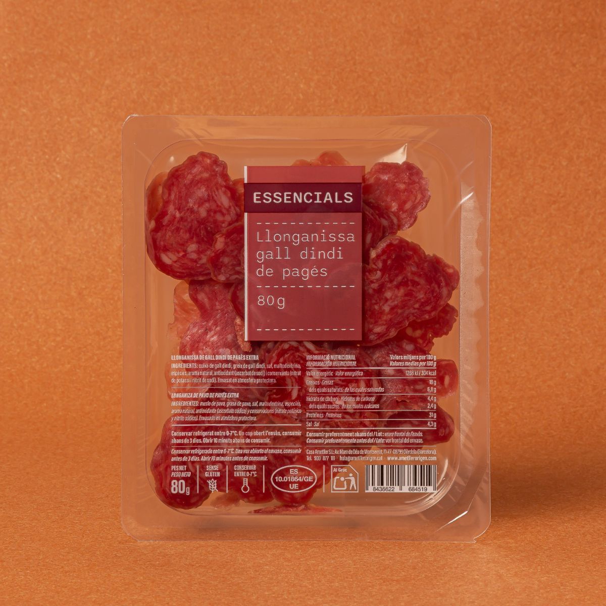 Longaniza pavo de pagès Essencials 80g