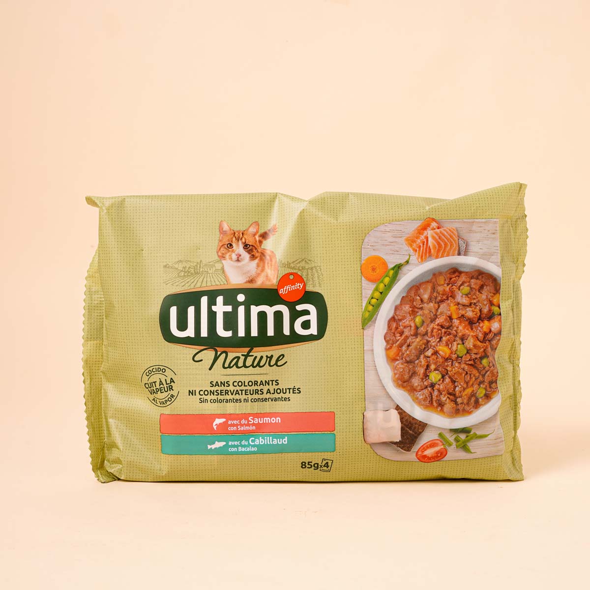 Comida húmeda para gato con salmón Ultima 340g