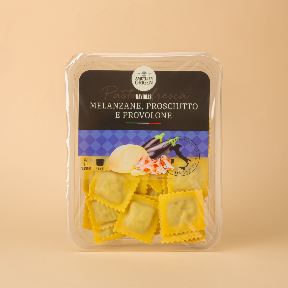 Ravioli berenjena jamon queso Ametller Origen 250g
