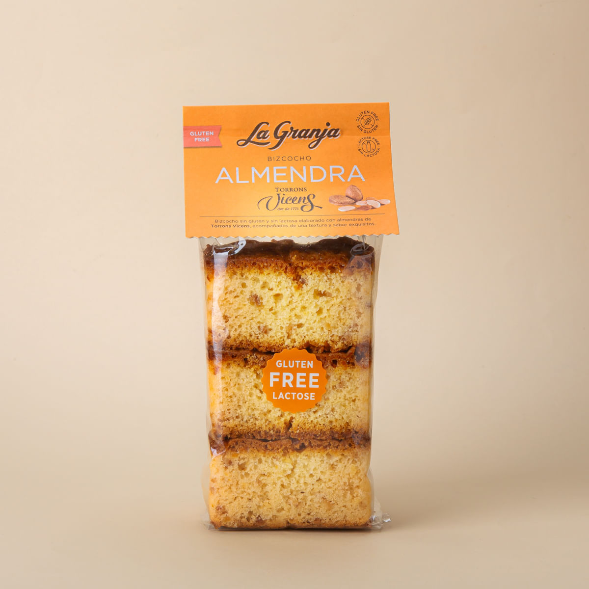Pa de pessic d'ametlla Torrons Vicens sense gluten i sense lactosa La Granja 230g