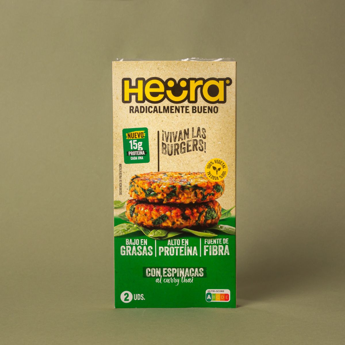 Burger de espinacas al curry Thai Heura 160g - 2uds