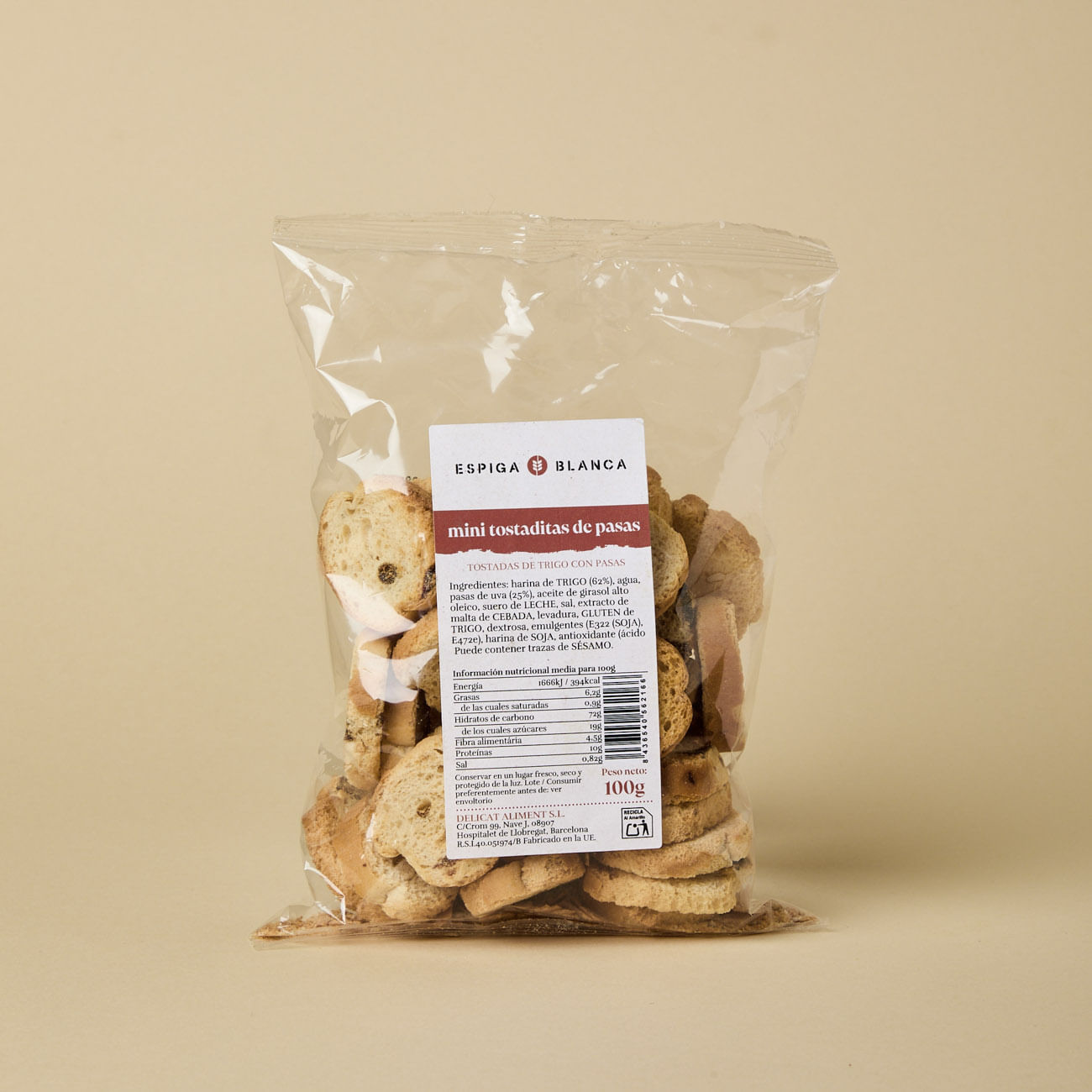 Mini torrades amb panses Ametller Origen 100g