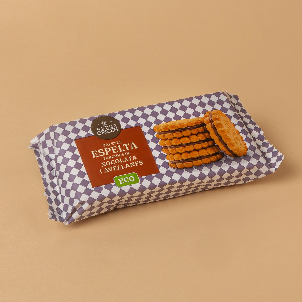 Galleta espelta chocolate avellanas ecológica Ametller Origen 70g