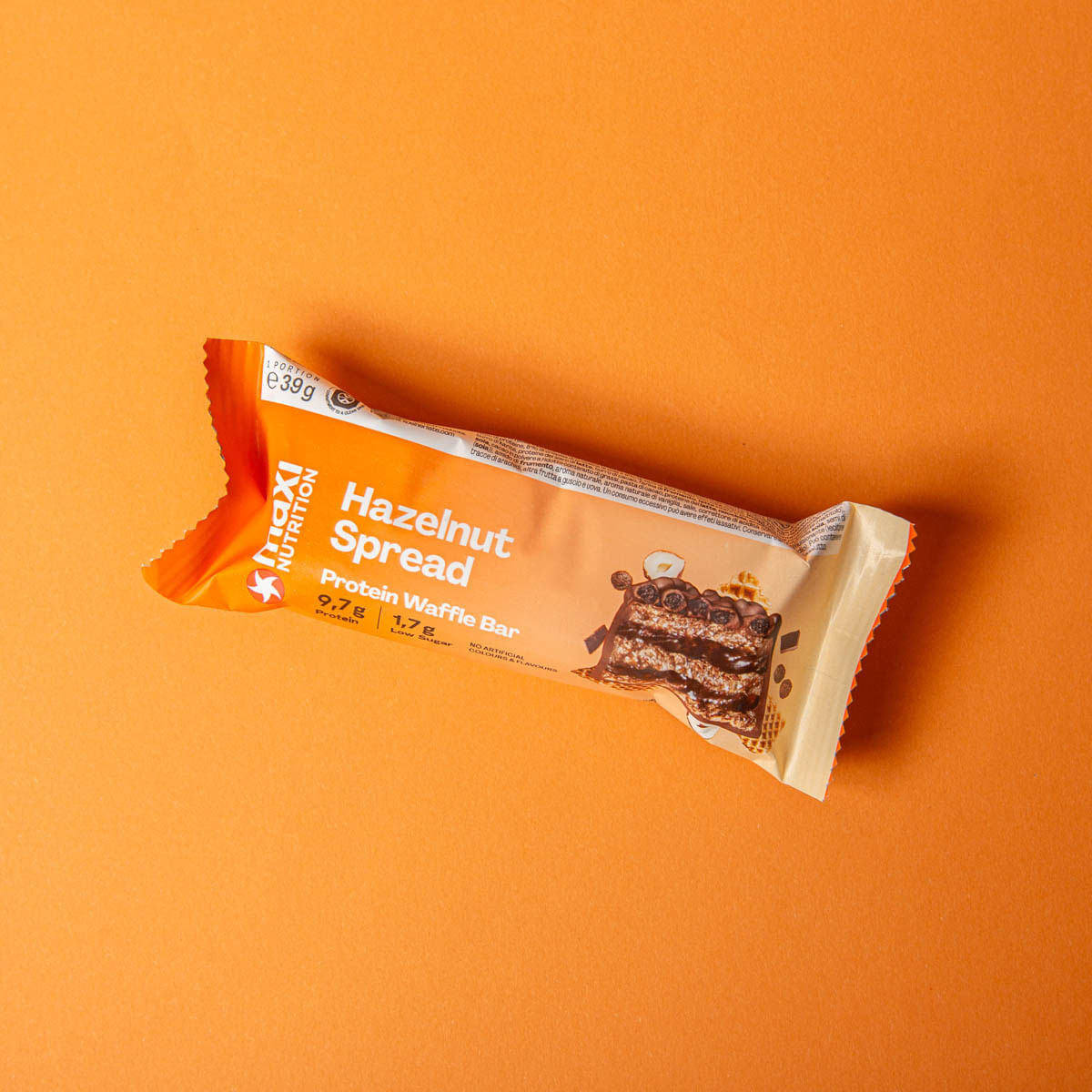 Barreta d'avellana protein waffle bar Maxi Nutrition 39g
